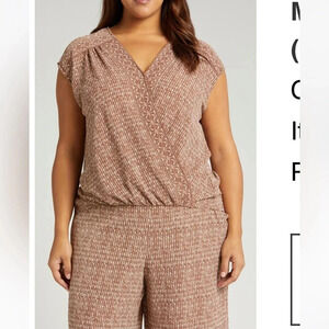 Max Studio Woven Faux Wrap top‎ shirt plus size 1X NWT